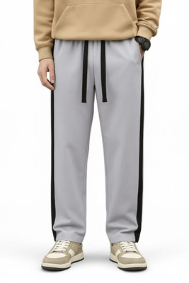 Vontade Solid, Striped Men Grey Track Pants