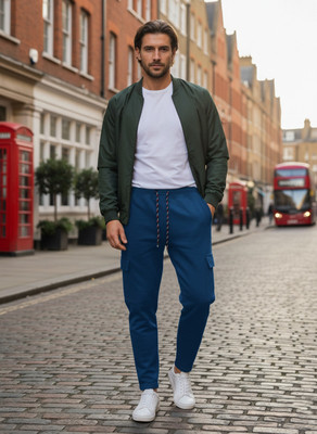 Smile IN LIFE Self Design Men Light Blue Track Pants