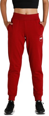 PUMA Wmn Graphic Pant XV Solid Women Red Track Pants