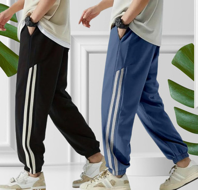 METRONAUT Striped Men Black, Blue Track Pants