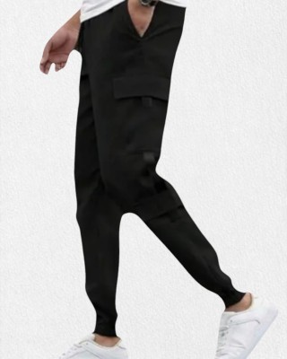 FABBIZZ Solid Men Black Track Pants