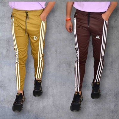 TEETREND Striped Men Brown, Beige Track Pants