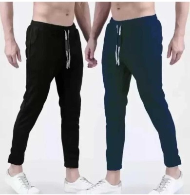 HouseOfCommon Solid Men Black, Blue Track Pants