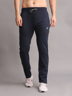 Rock Huns Striped Men Blue Track Pants