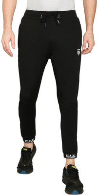 Raysx Solid, Washed, Self Design Men Black Track Pants