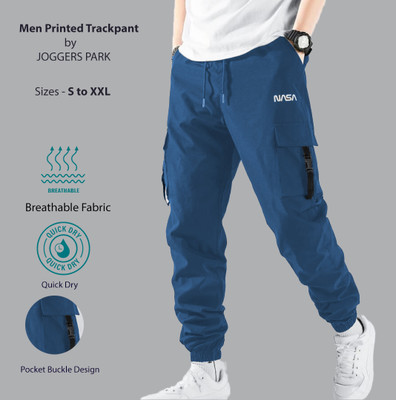 Joggers Park Printed Men Blue Track Pants