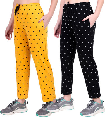 FASHIONHOUSETS Polka Print Women Black, Yellow Track Pants