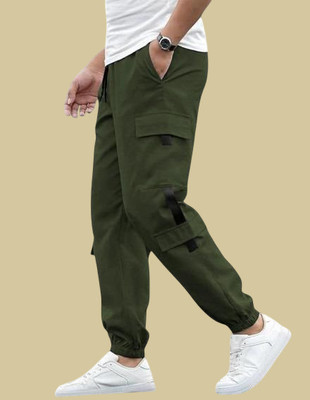 Kesaria Textile Company Solid Men Dark Green Track Pants