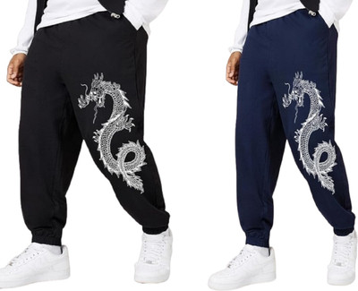 ATTITUDE START OF FASHION Printed Men Black, Blue Track Pants