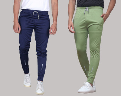 Slony Solid Men Light Green, Blue Track Pants