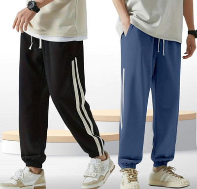METRONAUT Striped Men Black, Blue Track Pants