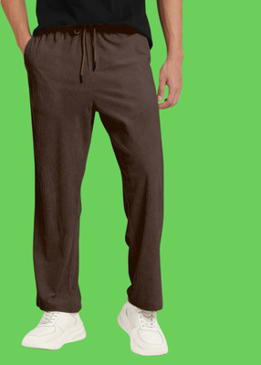 NIVEDANM Solid Men Brown Track Pants