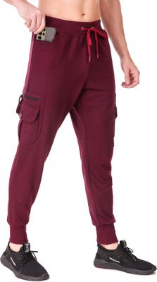 UZARUS Striped Men Maroon Track Pants