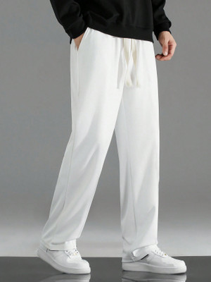 Zimist Solid Men White Track Pants