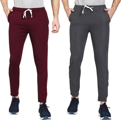 Retailmart Solid Men Grey, Maroon Track Pants