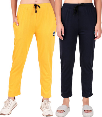 FASHIONHOUSETS Solid Women Dark Blue, Yellow Track Pants