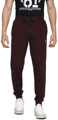 VAN HEUSEN Solid, Self Design Men Maroon Track Pants
