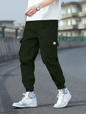 BEING WANTED Solid Men Olive Track Pants