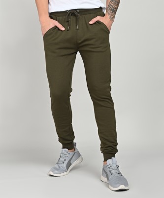 Brave Soul Solid Men Green Track Pants