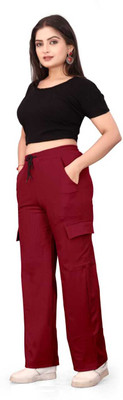 S21 Printed Women Maroon Track Pants