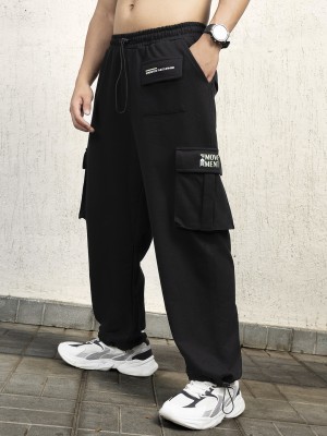 Hubberholme Solid Men Black Track Pants