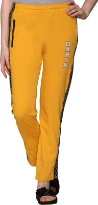 Weboasis Printed Women Yellow Track Pants