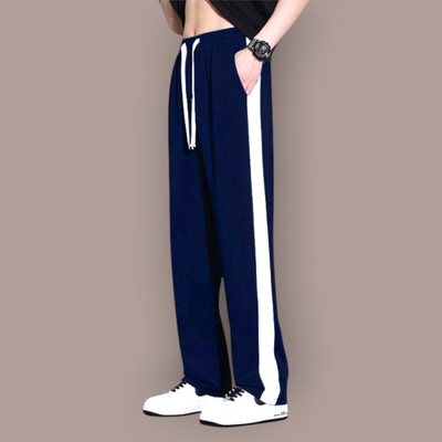 INDICLUB Self Design Men Blue Track Pants