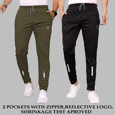 ANAND Printed Men Dark Green, Black Track Pants