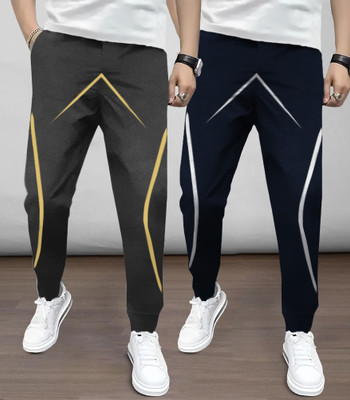TRIPR Printed Men Grey, Blue Track Pants