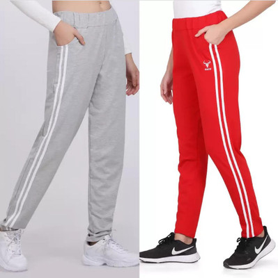 HOKKAI Striped Women Grey, Red Track Pants