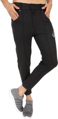 HoC Solid Men Black Track Pants