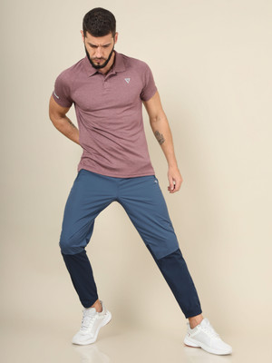 TECHNOSPORT Colorblock Men Blue Track Pants