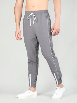 CHKOKKO Solid, Striped Men Grey Track Pants