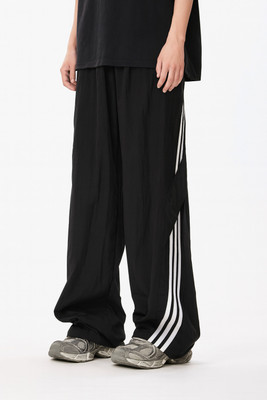 ADAAISTIC SPORTS Solid, Striped Men Black Track Pants