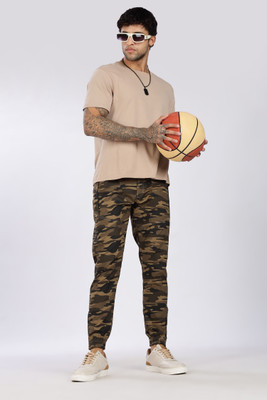 24 Street Printed Men Brown Track Pants