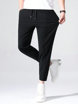DL Fashion Solid Men Black Track Pants