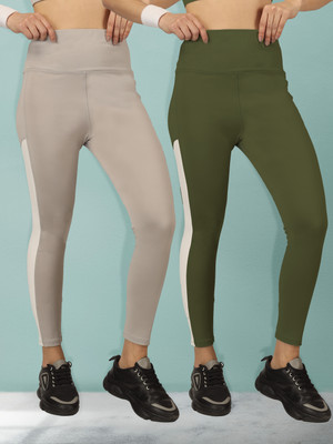 BEYOGINI Striped Women Grey, Green Track Pants