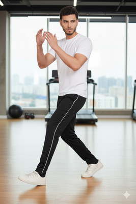 WILD CAMO Solid Men Black Track Pants