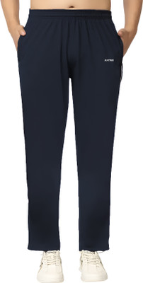 NATRIS Solid Men Blue Track Pants