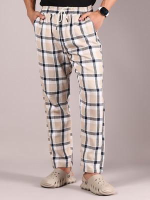 V-MART Checkered Men Brown Track Pants