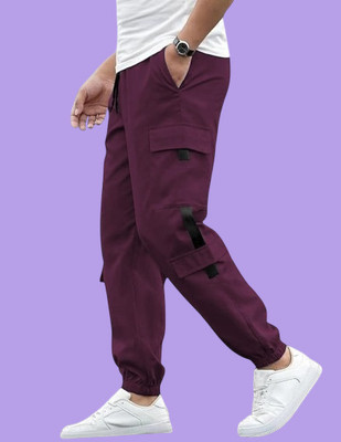 Kesaria Textile Company Solid Men Maroon Track Pants