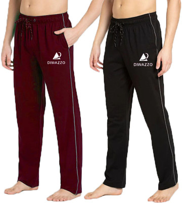 Diwazzo Printed Men Maroon, Black Track Pants
