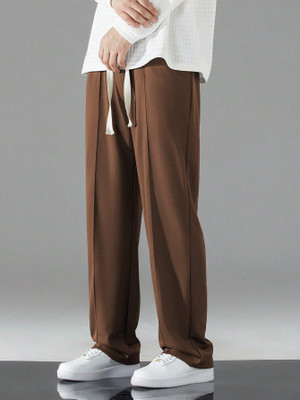 Paralians Solid Men Brown Track Pants