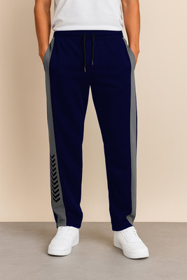 CULISH Solid, Striped Men Dark Blue Track Pants