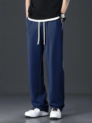 MACK JONNEY Colorblock Men Blue Track Pants