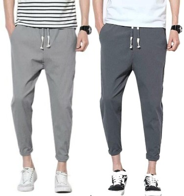 ROSHNI Solid Men Grey Track Pants