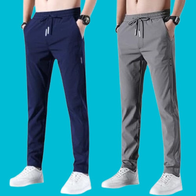 FICKA Solid Men Blue, Grey Track Pants