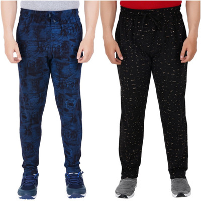 Guide Printed Men Light Blue, Black Track Pants