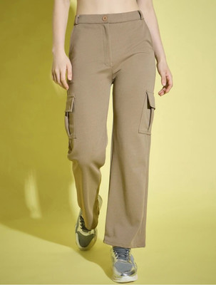 ENVINOOUTFIT Solid Women Beige Track Pants