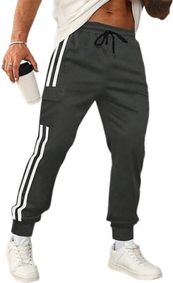 COMFORTABLY DUMB Striped Men Grey Track Pants